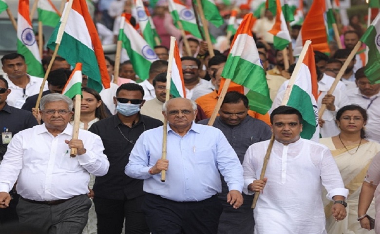 Chief Minister Bhupendra Patel and Home Minister Harsh Sanghvi Tiranga Yatra File Image