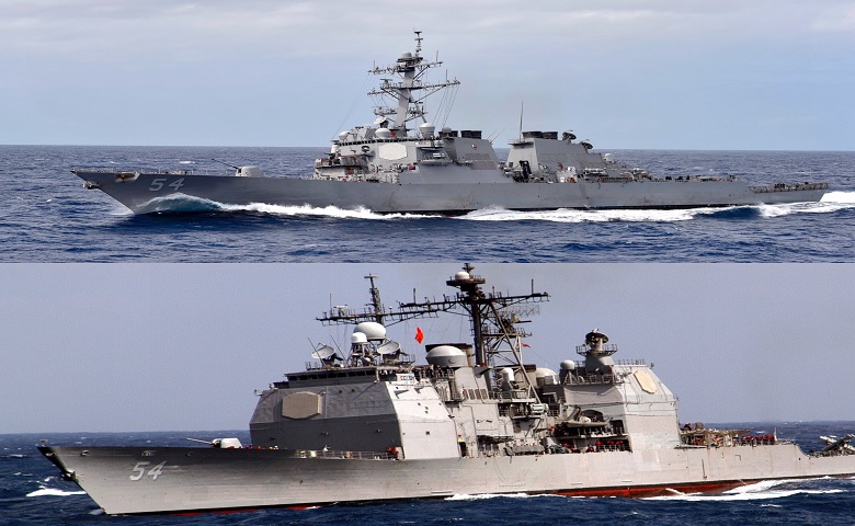 US warships sailing through Taiwan Strait