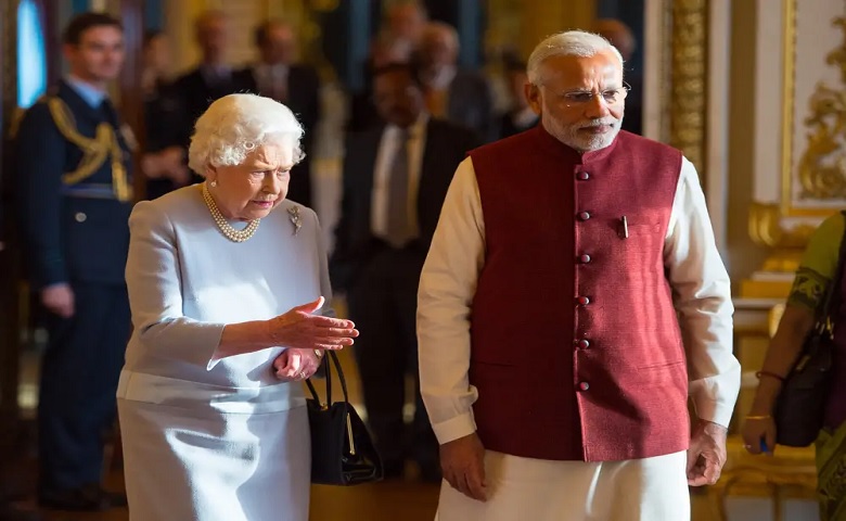 PM Modi and Queen Elizabeth II, File photo