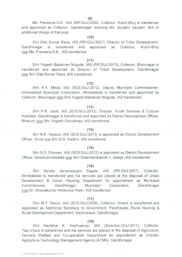 IAS Transfer Notification Gujarat  01