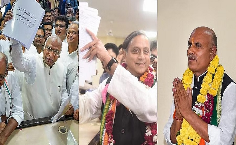 Mallikarjun Kharge, Shashi Tharoor, KN Tripathi