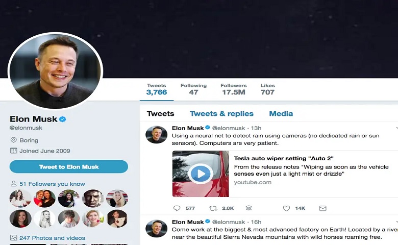 Elon musk twitter account