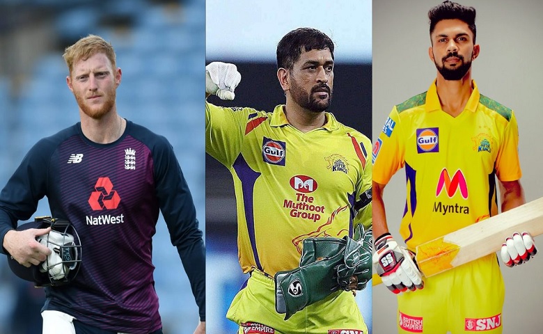 Ben Stokes, Mahendra Singh Dhoni, Rituraj Gaikwad 