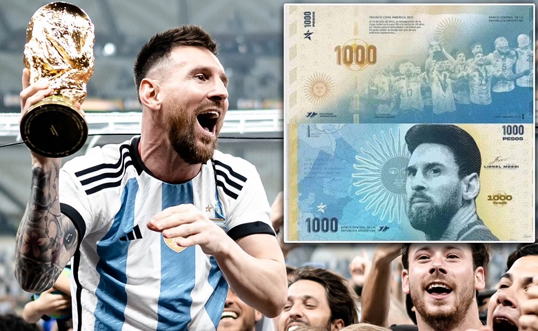 Messi on Argentina currency notes