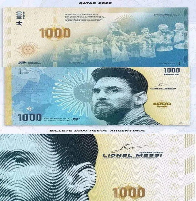 Messi on Argentina currency notes 