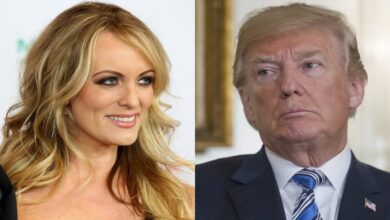 Adult film star Stormy Daniels and Donald Trump