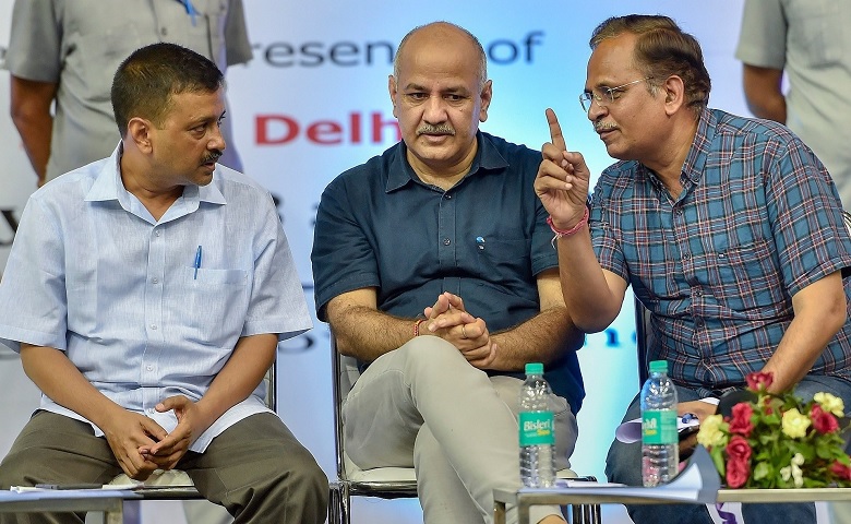 CM Kejriwal, Manish Sisodia and Satyendar Jain