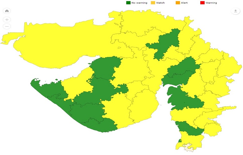 Gujarat Map on Rain