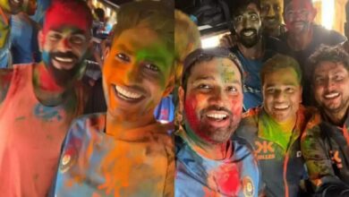 Indian team celebrated Holi