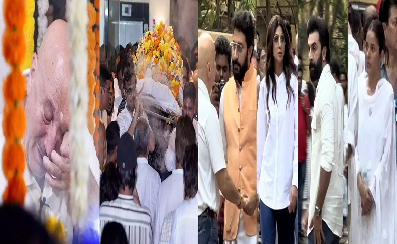 bollywood stars at Satish Kaushik's funeral