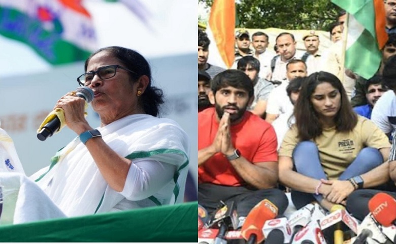 CM Mamata Banerjee and Wrestlers