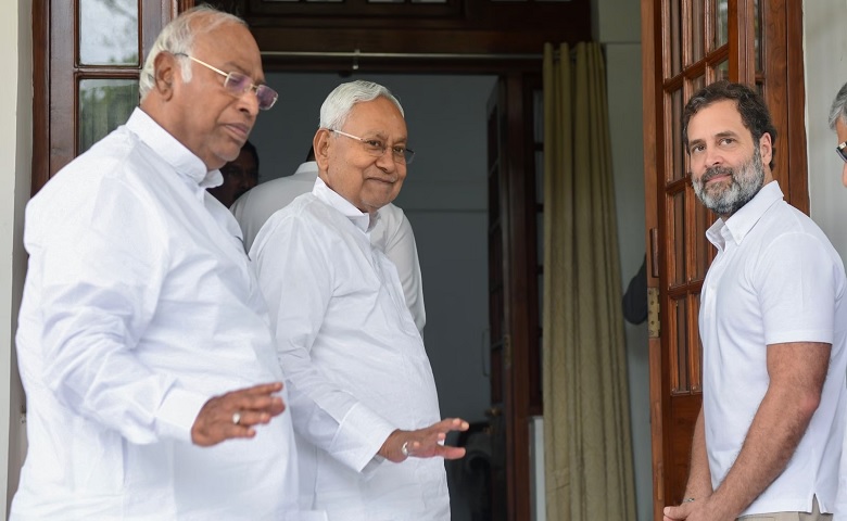 Mallikarjun Kharge, Nitish Kumar and Rahul Gandhi