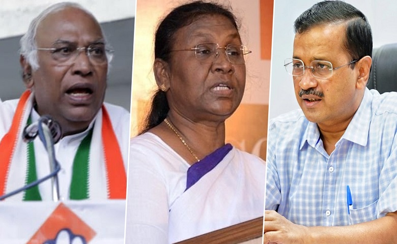 Mallikarjun Kharge, President murmu and Arvind Kejriwal