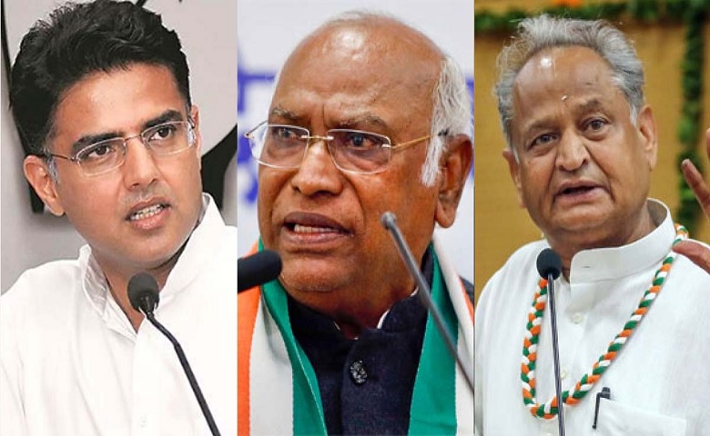 Sachin Pilot, Kharge and Ashok Gehlot