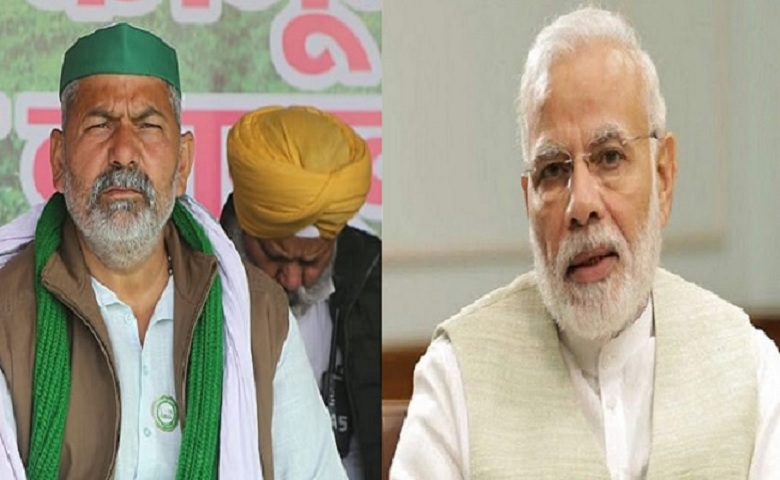 Rakesh Tikait and PM Modi