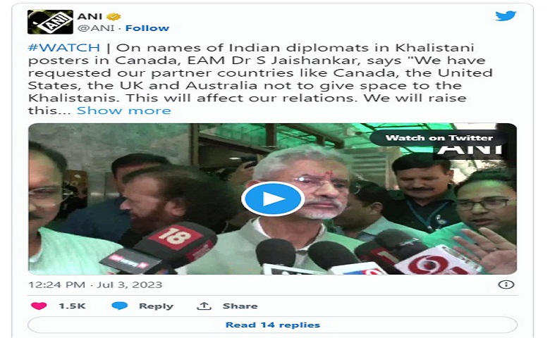 Khalistani posters on Jaishankar