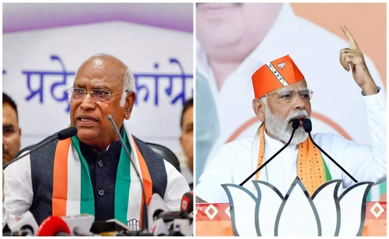 Mallikarjun Kharge and Narendra Modi